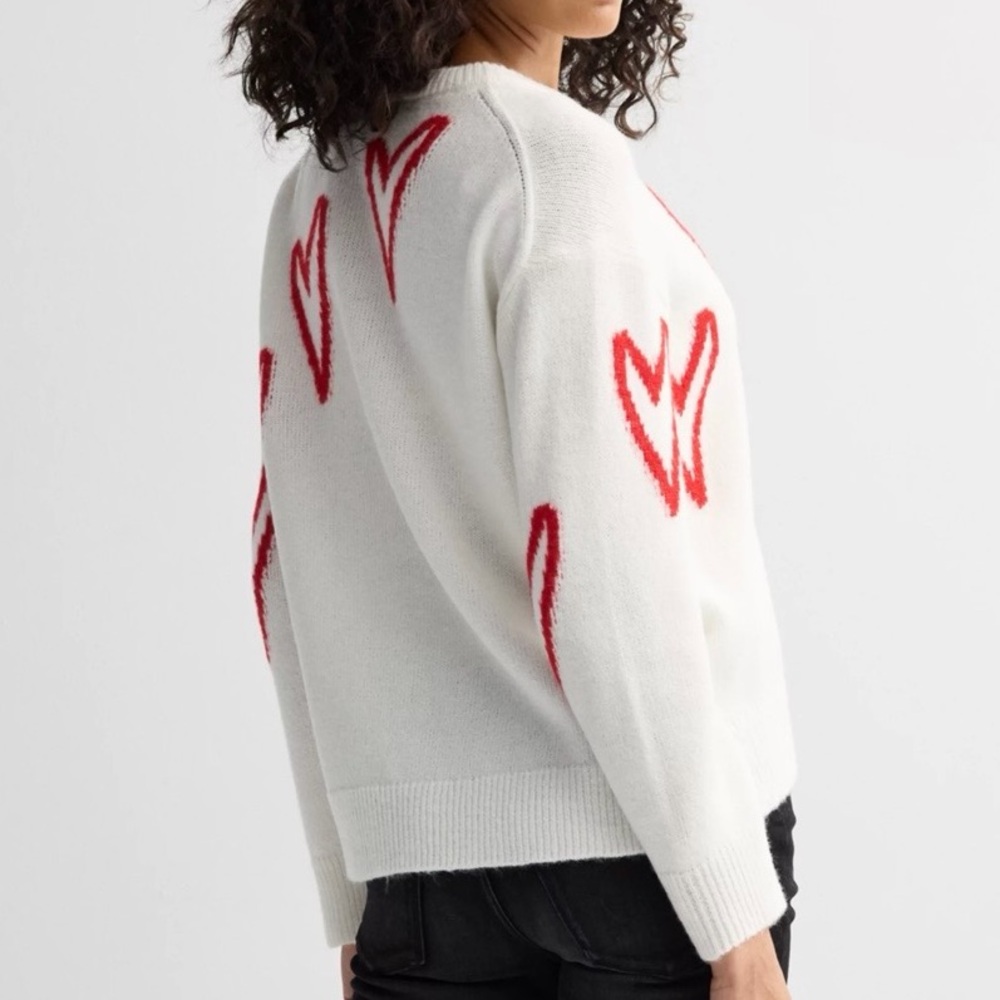 🆕♥️ Workshop Republic White Heart Knit Sweater Oversized Red Heart Print 3X Look - Picture 3 of 17